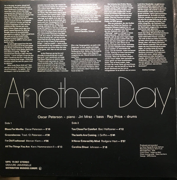 The Oscar Peterson Trio - Another Day (Vinyl, LP, Album, Stereo) Very Good Plus (VG+) / Very Good (VG)