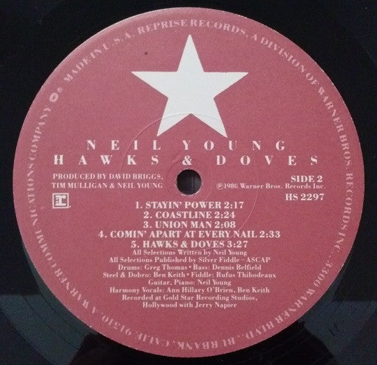 Neil Young - Hawks & Doves (Vinyl, LP, Album, Stereo)
