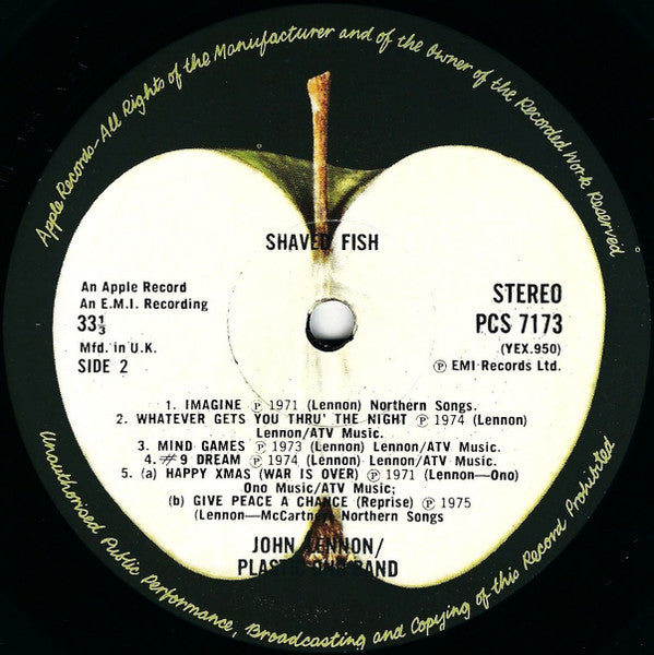 John Lennon - Shaved Fish (Vinyl, LP, Album, Compilation, Stereo) Very Good (VG) / Very Good (VG)