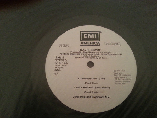 David Bowie - Underground (Extended Dance Mix) (Vinyl, 12", 45 RPM, Single, Promo) Very Good (VG) / Very Good (VG)