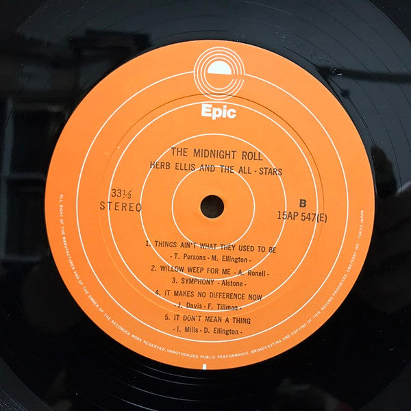 Herb Ellis And The All-Stars - The Midnight Roll (Vinyl, LP, Album, Reissue, Stereo) Very Good Plus (VG+) / Very Good (VG)