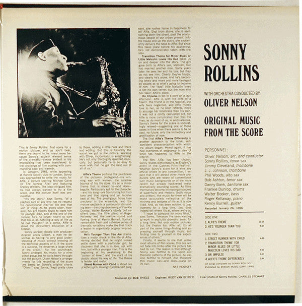 Sonny Rollins - Original Music From The Score "Alfie" (Vinyl, LP, Album, Reissue, Repress, Stereo) Good Plus (G+) / Good (G)