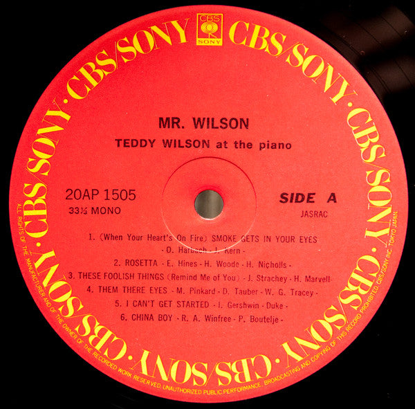 Teddy Wilson - Mr. Wilson (The Fabulous Teddy Wilson At The Piano) ...