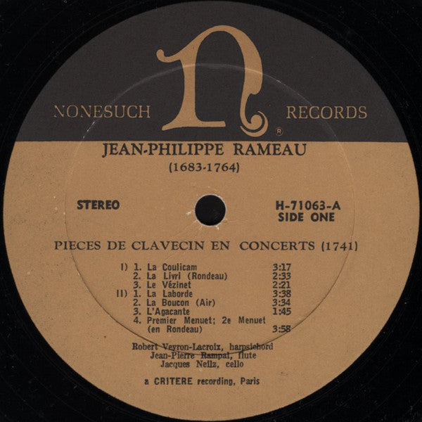 Jean-Philippe Rameau - Pièces De Clavecin En Concert (Vinyl, LP, Stereo) Very Good Plus (VG+) / Good Plus (G+)