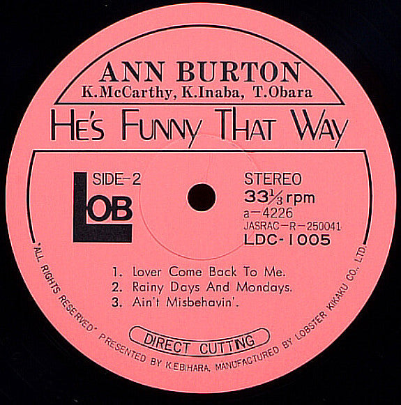 Ann Burton - He's Funny That Way (Vinyl, LP, Album, Limited Edition...