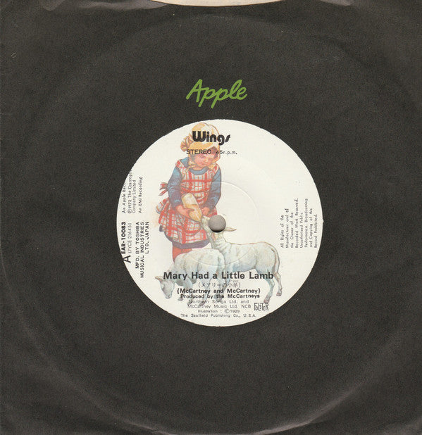 Wings (2) - Mary Had A Little Lamb (Vinyl, 7", 45 RPM, Single, Stereo) Very Good Plus (VG+) / Very Good Plus (VG+)