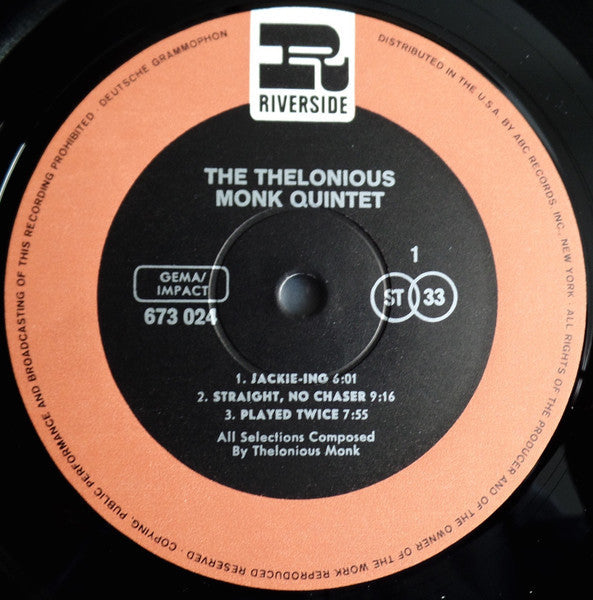 The Thelonious Monk Quintet - The Thelonious Monk Quintet (Vinyl, LP, Album, Reissue) Very Good (VG) / Good Plus (G+)