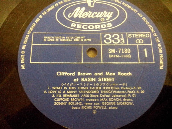 Clifford Brown And Max Roach - At Basin Street (Vinyl, LP, Album, Reissue) Very Good (VG) / Very Good Plus (VG+)
