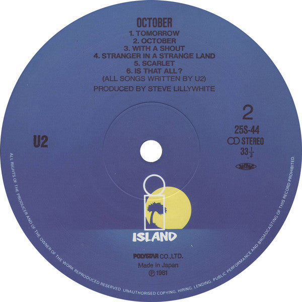 U2 - October (Vinyl, LP, Album) Very Good (VG) / Very Good (VG)