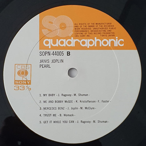 Janis Joplin - Pearl (Vinyl, LP, Album, Repress, Quadraphonic) Very Good Plus (VG+) / Very Good (VG)