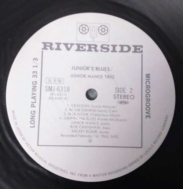 Junior Mance Trio - Junior's Blues (Vinyl, LP, Album, Reissue, Stereo) Very Good (VG) / Very Good (VG)
