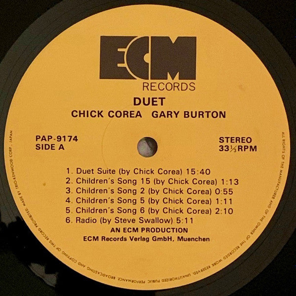 Gary Burton / Chick Corea - Duet (Vinyl, LP, Album)
