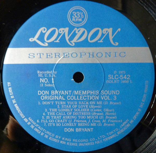 Don Bryant - Memphis Sounds Original Collection Vol. 3 (Vinyl, LP, Compilation) Very Good Plus (VG+) / Very Good (VG)
