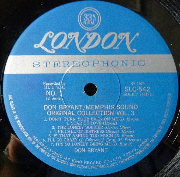 Don Bryant - Memphis Sounds Original Collection Vol. 3 (Vinyl, LP, Compilation) Very Good Plus (VG+) / Very Good (VG)