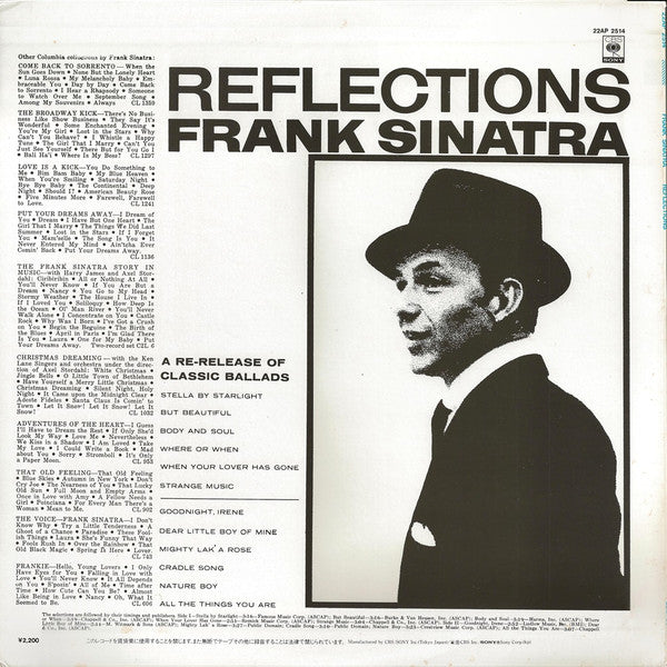 Frank Sinatra - Reflections (Vinyl, LP, Compilation, Reissue, Mono) Near Mint (NM or M-) / Near Mint (NM or M-)