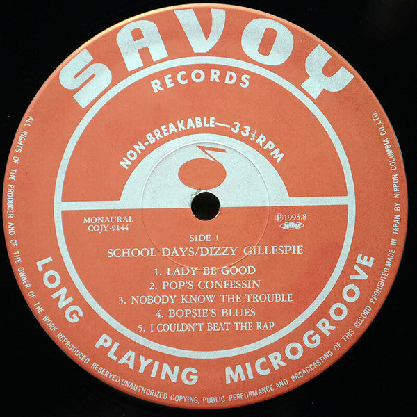 Dizzy Gillespie - School Days (Vinyl, LP, Album, Limited Edition, Reissue, Mono) Good Plus (G+) / Good Plus (G+)