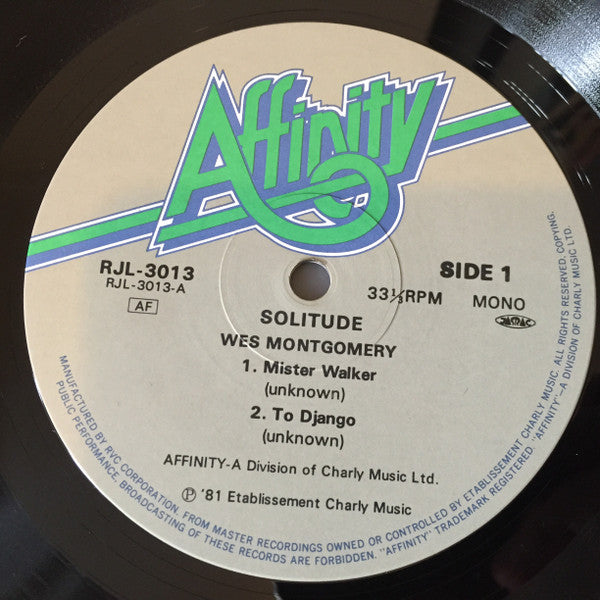 Wes Montgomery - Solitude (Vinyl, LP, Album, Mono) Very Good (VG) / Very Good (VG)