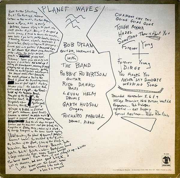 Bob Dylan - Planet Waves (Vinyl, LP, Album, Stereo) Very Good Plus (VG+) / Very Good (VG)