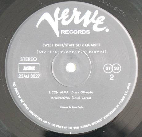 Stan Getz - Sweet Rain (Vinyl, LP, Album, Reissue, Stereo) Very Good Plus (VG+) / Very Good (VG)