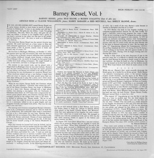 Barney Kessel - 'Easy Like' Barney Kessel Volume 1 (Vinyl, LP, Album, Reissue) Very Good Plus (VG+) / Very Good Plus (VG+)