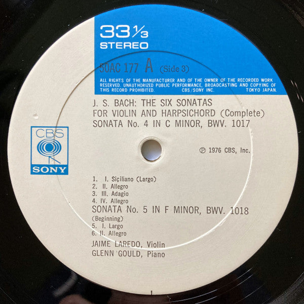 Jaime Laredo - The Six Sonatas For Violin And Harpsichord (2xVinyl, LP, Album, Stereo) Very Good Plus (VG+) / Very Good Plus (VG+)