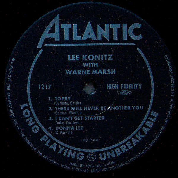 Lee Konitz - Lee Konitz With Warne Marsh (Vinyl, LP, Album, Reissue, Mono) Very Good Plus (VG+) / Very Good Plus (VG+)