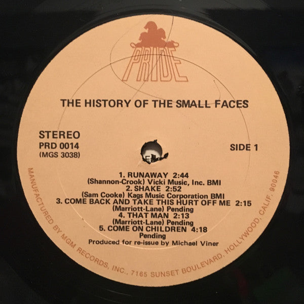 Small Faces - The History Of Small Faces (Vinyl, LP, Compilation) Very Good (VG) / Good Plus (G+)