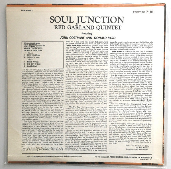 The Red Garland Quintet - Soul Junction (Vinyl, LP, Album, Mono) Very Good Plus (VG+) / Very Good Plus (VG+)