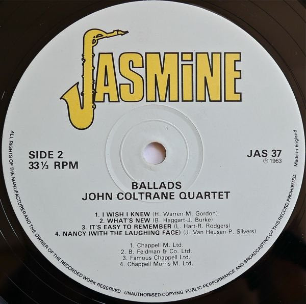 The John Coltrane Quartet - Ballads (Vinyl, LP, Album, Reissue, Stereo) Near Mint (NM or M-) / Very Good (VG)