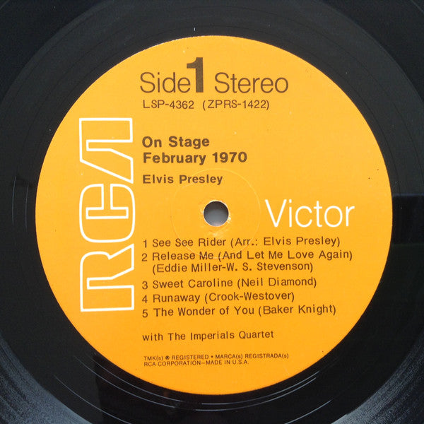 Elvis Presley - On Stage - February, 1970 (Vinyl, LP, Album) Very Good (VG) / Very Good (VG)