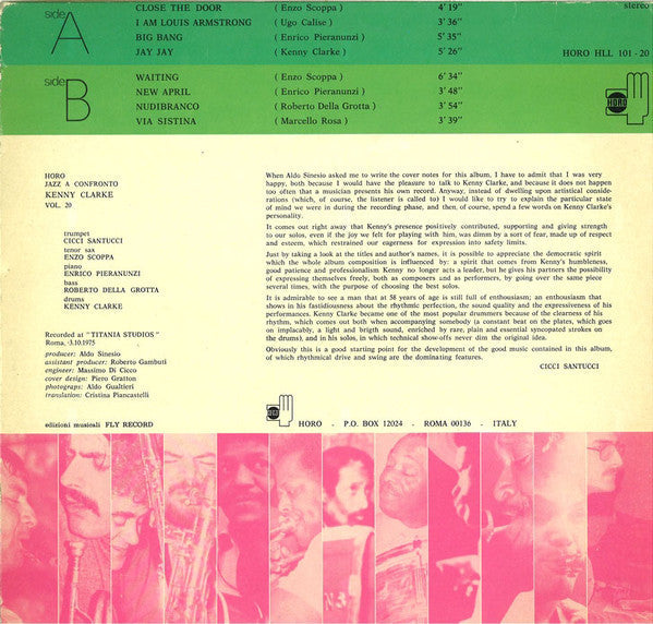 Kenny Clarke - Jazz A Confronto 20 (Vinyl, LP, Album) Good Plus (G+) / Very Good Plus (VG+)