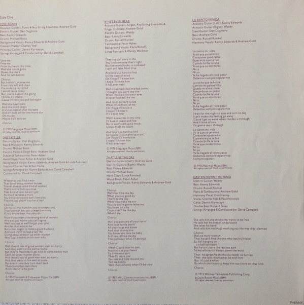 Linda Ronstadt - Hasten Down The Wind = 風にさらわれた恋 (Vinyl, LP, Album, Reissue, Stereo) Very Good Plus (VG+) / Very Good (VG)