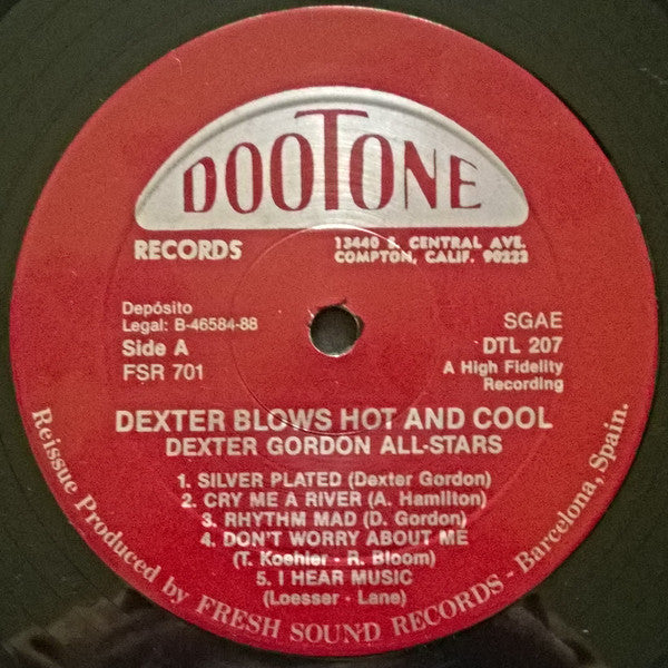 Dexter Gordon - Dexter Blows Hot And Cool (Vinyl, LP, Album, Reissue) Very Good Plus (VG+) / Very Good Plus (VG+)