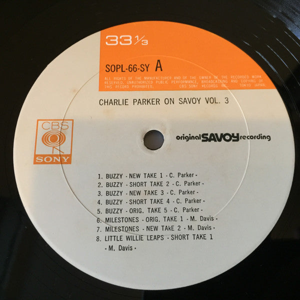 Charlie Parker - Charlie Parker On Savoy Vol. 3 (Vinyl, LP, Compilation, Mono) Very Good (VG) / Very Good (VG)