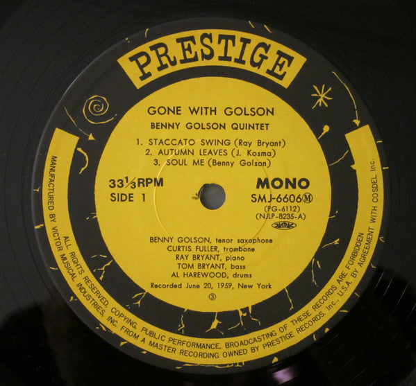 Benny Golson - Gone With Golson (Vinyl, LP, Album, Reissue, Mono) Very Good Plus (VG+) / Very Good (VG)