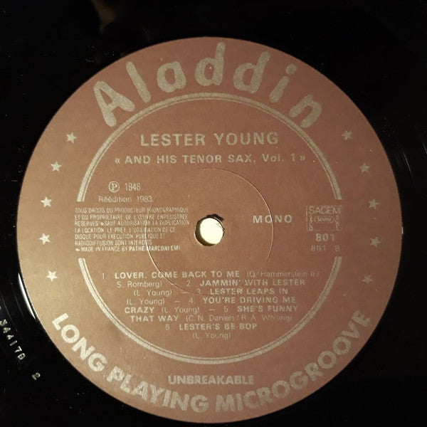 Lester Young - And His Tenor Sax. Vol.1 (Vinyl, LP, Compilation, Reissue, Mono) Very Good Plus (VG+) / Very Good (VG)
