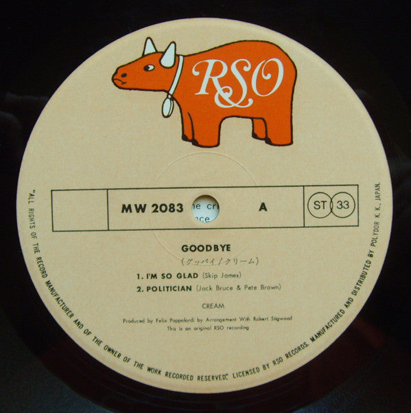 Cream (2) - Goodbye (Vinyl, LP, Album, Reissue) Very Good (VG) / Good Plus (G+)