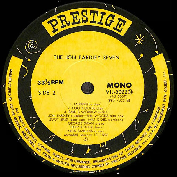 Jon Eardley - The Jon Eardley Seven (Vinyl, LP, Album, Reissue, Mono) Very Good Plus (VG+) / Very Good Plus (VG+)