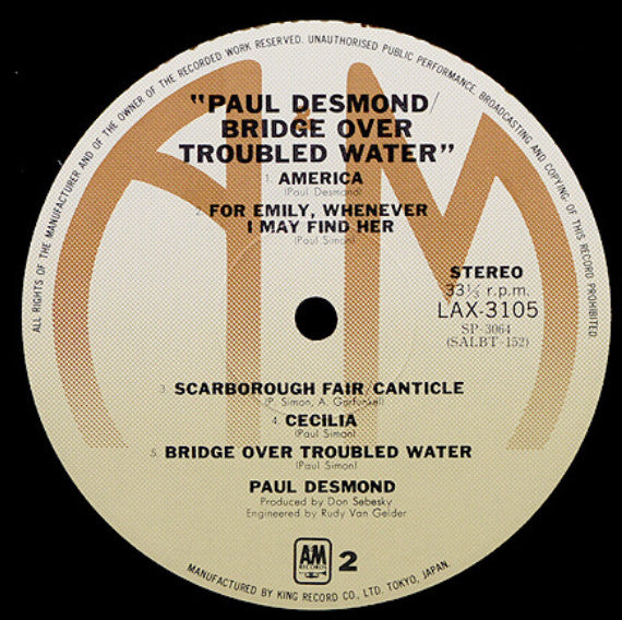 Paul Desmond - Bridge Over Troubled Water (Vinyl, LP, Album, Limited Edition, Reissue) Very Good Plus (VG+) / Very Good Plus (VG+)