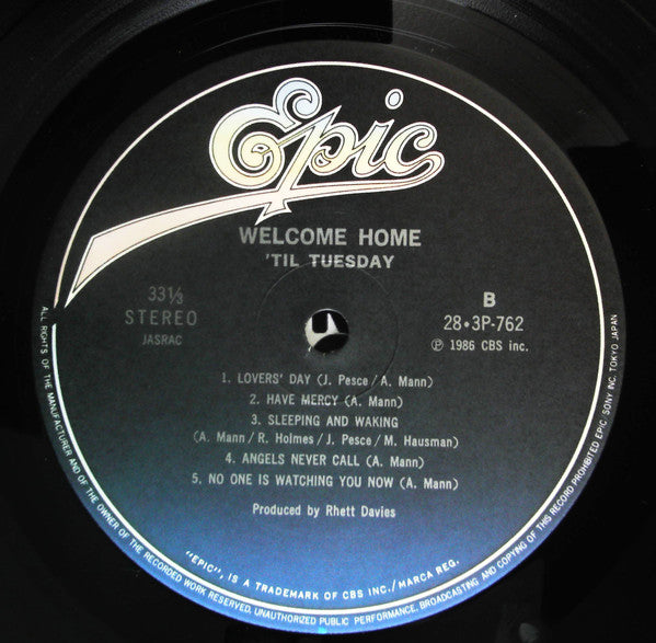 'Til Tuesday - Welcome Home (Vinyl, LP, Album) Very Good Plus (VG+) / Near Mint (NM or M-)