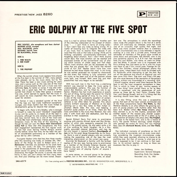 Eric Dolphy - At The Five Spot, Volume I. (Vinyl, LP, Album, Stereo...