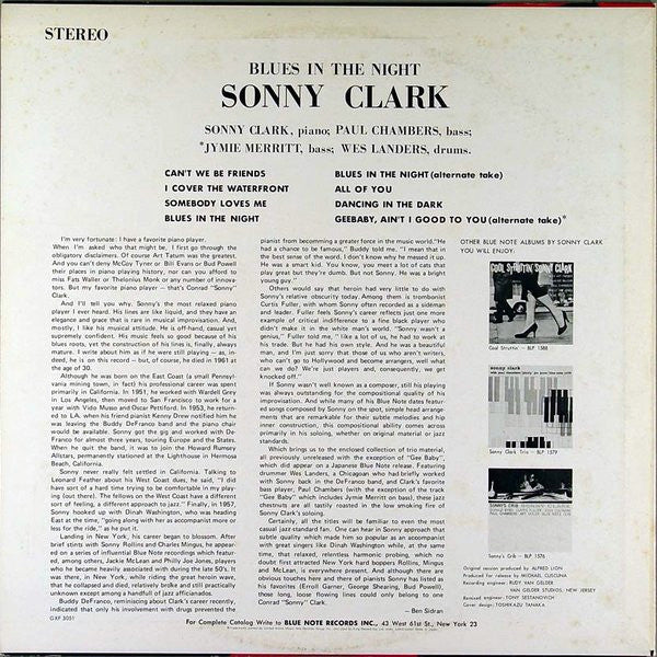 Sonny Clark - Blues In The Night (Vinyl, LP, Album, Limited Edition)
