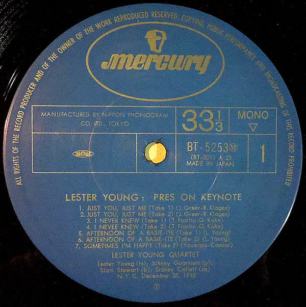 Lester Young - Pres On Keynote (Vinyl, LP, Compilation) Very Good Plus (VG+) / Very Good (VG)