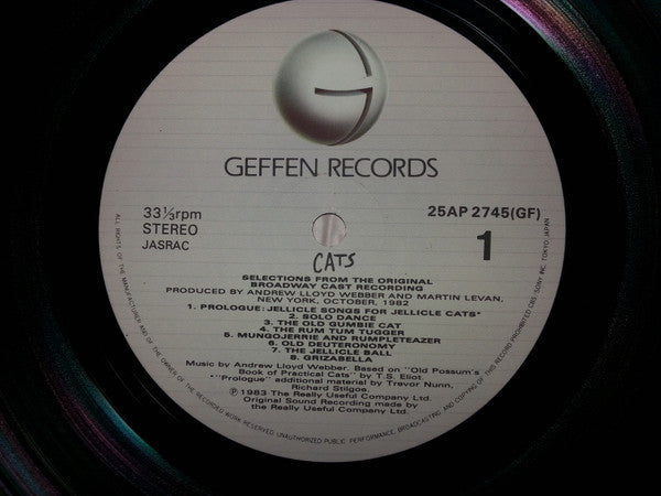 Andrew Lloyd Webber - "Cats" (Selections From The Original Broadway Cast Recording) (Vinyl, LP) Very Good Plus (VG+) / Very Good Plus (VG+)