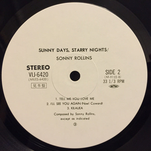 Sonny Rollins - Sunny Days Starry Nights (Vinyl, LP, Album, Promo) Very Good Plus (VG+) / Very Good Plus (VG+)
