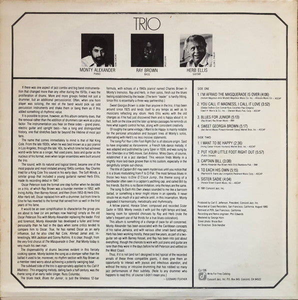 Monty Alexander - Trio (Vinyl, LP, Album) Very Good (VG) / Very Good (VG)