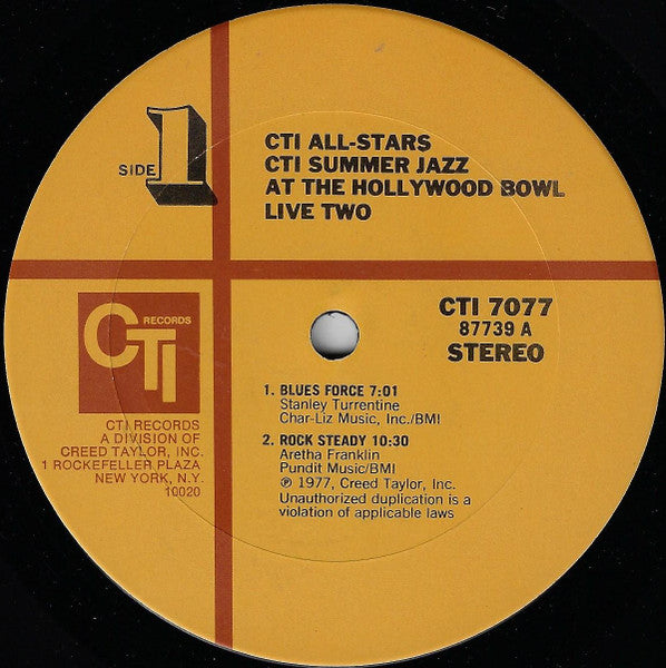 CTI All-Stars - CTI Summer Jazz At The Hollywood Bowl Live Two (Vinyl, LP, Album, Stereo) Good Plus (G+) / Very Good (VG)