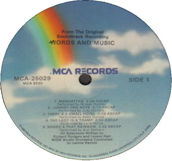 Various - Words And Music (From The Original Soundtrack Recording) (Vinyl, LP, Album, Reissue, Mono) Very Good (VG) / Very Good (VG)