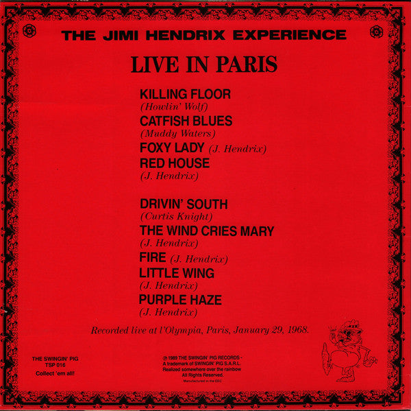 The Jimi Hendrix Experience - Live In Paris (Vinyl, LP, Unofficial Release) Very Good Plus (VG+) / Very Good Plus (VG+)