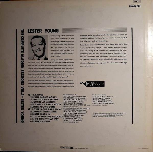 Lester Young - And His Tenor Sax. Vol.1 (Vinyl, LP, Compilation, Reissue, Mono) Very Good Plus (VG+) / Very Good (VG)